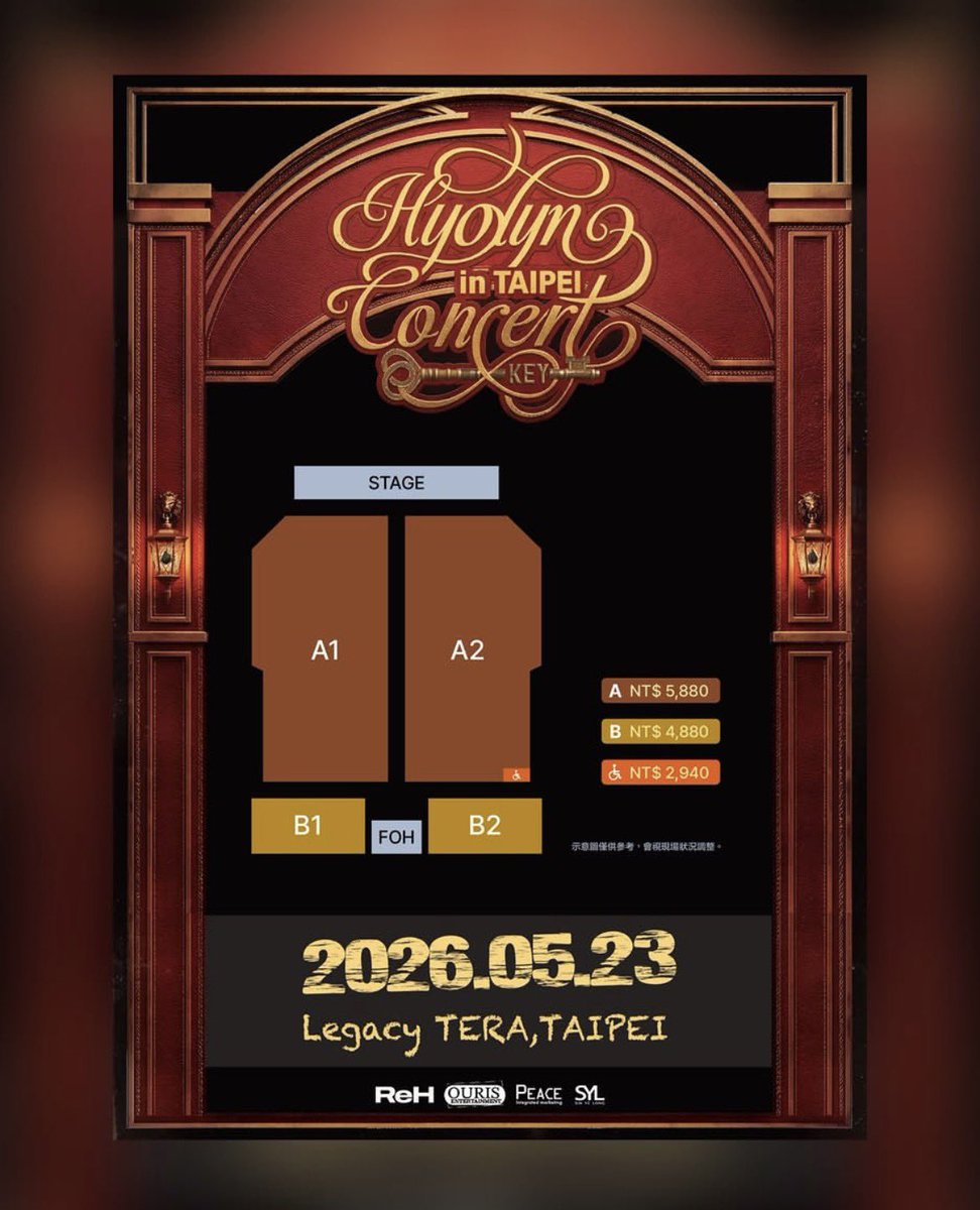🚨 HYOLYN CONCERT  in TAIPEI 🚨

📅 2026.05.23
📍 Legacy TERA
⏰ 6PM

Let’s sing our memories to the highest note with HYOLYN 🎤✨
🎟 Tickets open: April 26, 12PM
