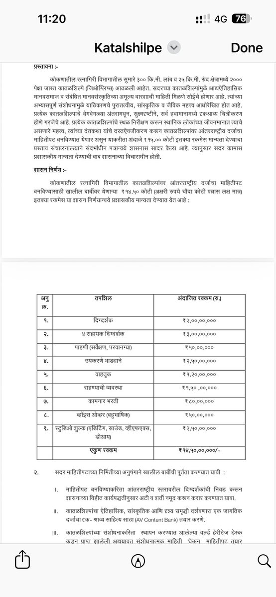 INCHarshsapkal's tweet photo. कोकणातील कातळशिल्पे उपेक्षित पण कातळशिल्पांच्या माहितीपटासाठी भ्रष्टयुती सरकारची तब्बल ₹14.5 कोटींची उधळपट्टी! 

एकीकडे कोकणातील निसर्गाला हानी पोहोचवून ऐतिहासिक ठेवा नष्ट करायचे प्रयत्न करायचे आणि दुसरीकडे माहितीपट बनवण्याच्या नावाने ही अशी उधळपट्टी करायची. महायुतीतल्या भ्रष्ट सरदारांना पैसे खाण्यासाठी फक्त संधी हवी असते, लगेच सगळी तजवीज करून हे बॅगा भरायला घेतात.

* दिग्दर्शक: ₹2 कोटी 
* 4 सहाय्यक दिग्दर्शक: ₹3 कोटी 
* पाहणी (सर्वेक्षण, परवानग्या): ₹50 लाख 
* उपकरणे भाड्याने: ₹2.5 कोटी 
* वाहतूक: ₹1.2 कोटी 
* राहण्याची व्यवस्था: ₹1.5 कोटी 
* कामगार भरती: ₹80 लाख 
* व्हॅाईस ओव्हर (बहुभाषिक): ₹50 लाख 
* स्टुडिओ शुल्क (एडिटिंग, साऊंड, VFX, DI): ₹2.5 कोटी 
* एकूण खर्च: ₹14.50 कोटी

आज पर्यटकांना कातळशिल्पांपर्यंत पोहचण्यापर्यंत योग्य रस्ते नाहीत, माहिती फलक नाहीत. या कातळशिल्पांच्या माहितीपटावर एवढी उधळपट्टी करण्यापेक्षा या ऐतिहासिक कातळशिल्प असणारे सर्व सड्यांची जैवविविधता संरक्षित करायला हवी. तसेच कातळशिल्पांचे संवर्धन आणि ती ठिकाणे पर्यटन स्थळ म्हणून सुरक्षित करून राज्य सरकारने पर्यटकांना सुविधा द्यायला हव्यात.

#भ्रष्टयुती #savekokan  #कोकण #पर्यटन #MaharashtraPolitics 
#कातळशिल्प #heritage