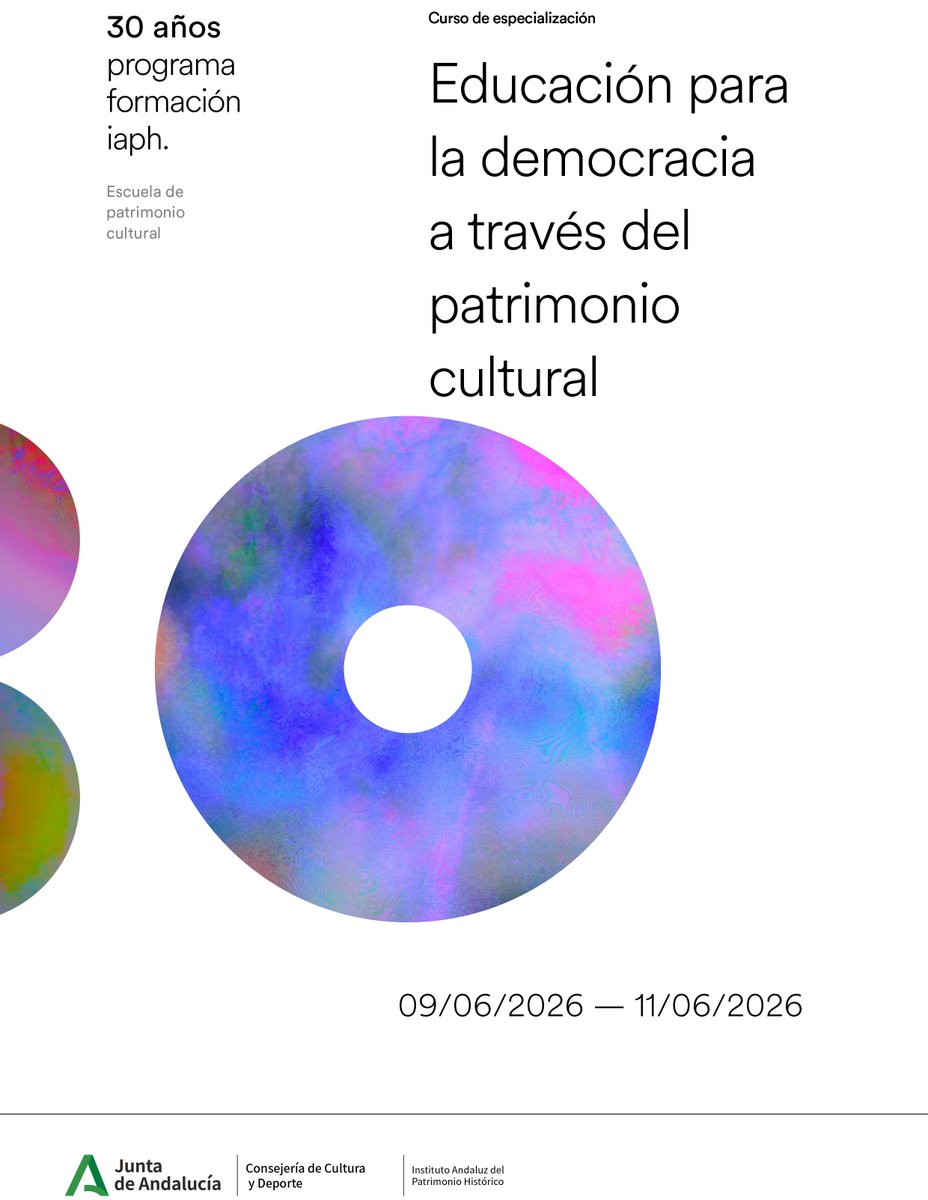 IAPHpatrimonio's tweet image. Abierta la inscripción en el curso “#Educación para la #democracia a través del #patrimoniocultural” organizado por el @IAPHpatrimonio @CulturaAND y @ammaasociacion
Inscripción ➡️ lajunta.es/6drhr
📍 @Museo_Malaga 
📅 9 –11 de junio de 2026