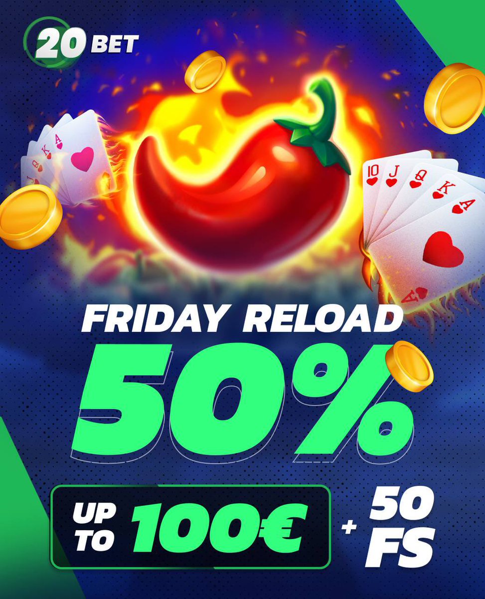20betOfficial's tweet image. 💚 Boost Your Weekend with 20Bet’s Reload Bonus!

Top up your account with €20 or more and receive:

💰 50% bonus up to €100
⚡ + 50 Free Spins

🔥 Kick off your weekend with the Friday Reload Bonus! bit.ly/csn20bet

#friday #bonus