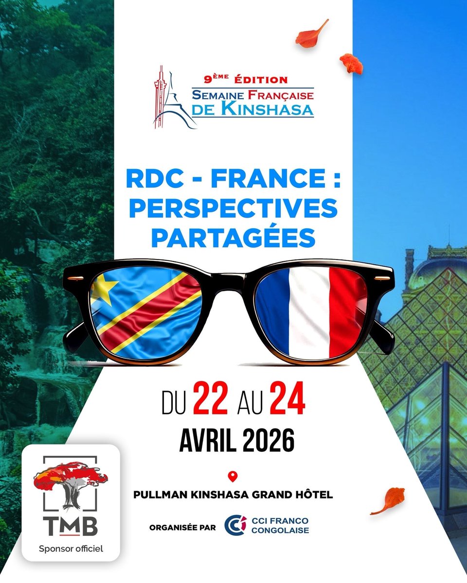TMB_CD's tweet image. La #TMB est sponsor officiel de la 9e édition de la Semaine Française de Kinshasa, du 22 au 24 avril au Pullman Kinshasa Grand Hotel.
Un rendez-vous majeur autour des opportunités économiques entre la RDC et la France.
#SFK2026 #Partenariat #Investissement #Congo #RDC