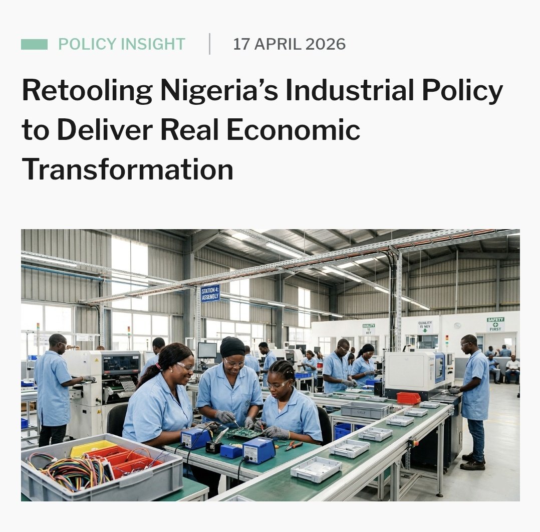 AgoraPolicy's tweet photo. 🚨 New Publication Alert...

Our latest policy paper posits that industrial policy, now back in vogue, is not futile; but to profit from it, Nigeria needs to learn from her own history and prioritise sequencing and critical business infrastructure.  👇🏾

https://t.co/qRSYpxWK2x https://t.co/LaSE8ErOBf