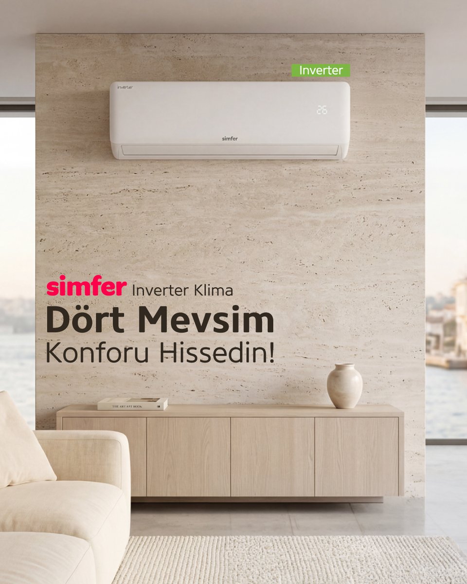SimferTurkiye's tweet photo. Serinliğin en konforlu hali! ✨

Simfer Inverter Klima, yüksek verimliliğiyle enerji tasarrufu sağlarken, sessiz çalışmasıyla yaşam alanınıza kesintisiz bir konfor sunar. 🌱

Detaylı bilgi için: https://t.co/g9KkhMKpxC

#Simfer #InverterKlima #DörtMevsimKonfor #Nem https://t.co/DMsIl0dR3C