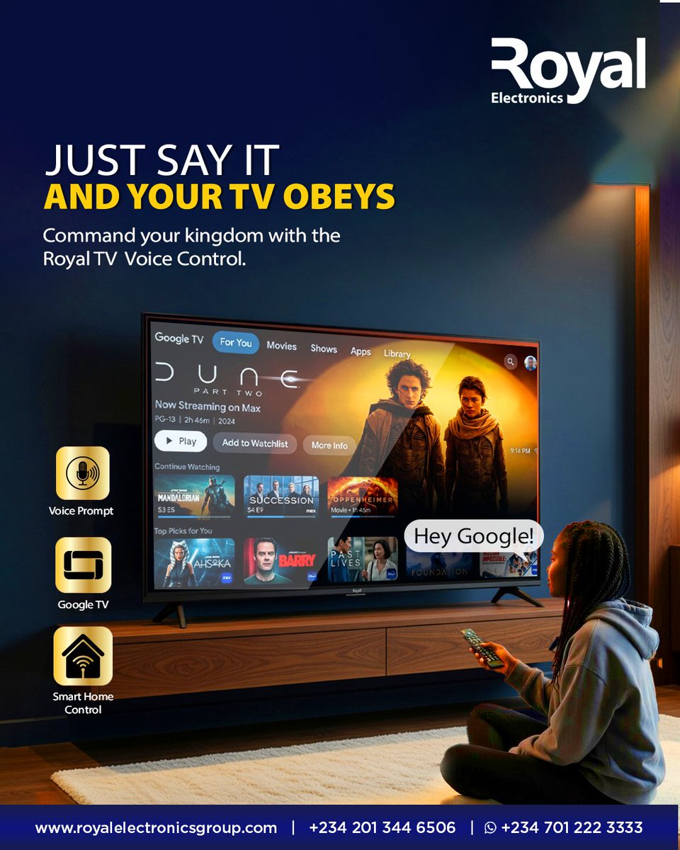 royalelectronik's tweet image. From switching channels to streaming your favorites, your voice does it all with Royal Google TV Voice Control.
 
Available at leading electronics stores nationwide. 

#RoyalElectronics #SmartTV #GoogleTV #QLEDTV