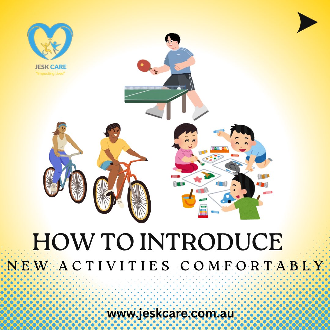 JeskCare's tweet image. New experiences for people with disabilities should feel exciting, and not stressful.
Support workers can help clients feel more confident exploring new opportunities by introducing activities gradually.
Slowly but surely.
#new #activities #supportworkers #ndisprovider #jeskcare