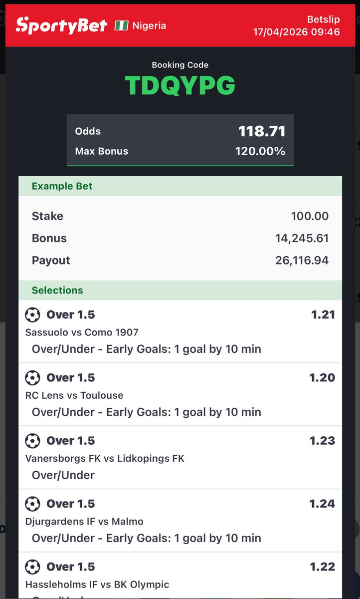 ALL OVER 1.5 GOALS !!!!!!

t.me/Thinkbet3