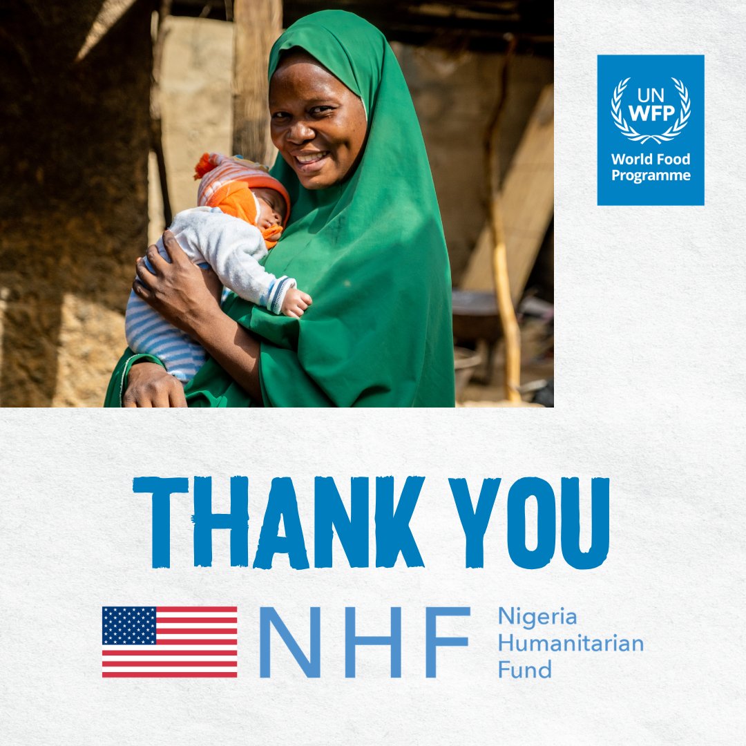 WFP_Nigeria's tweet image. Grateful to #USA and #NHF for the steadfast support that enables @WFP to deliver life‑saving assistance and support communities through the upcoming lean season.

#ThankYou 🇺🇸 @USForeignAssist @OCHAFunds #NigeriaHumanitarianFund