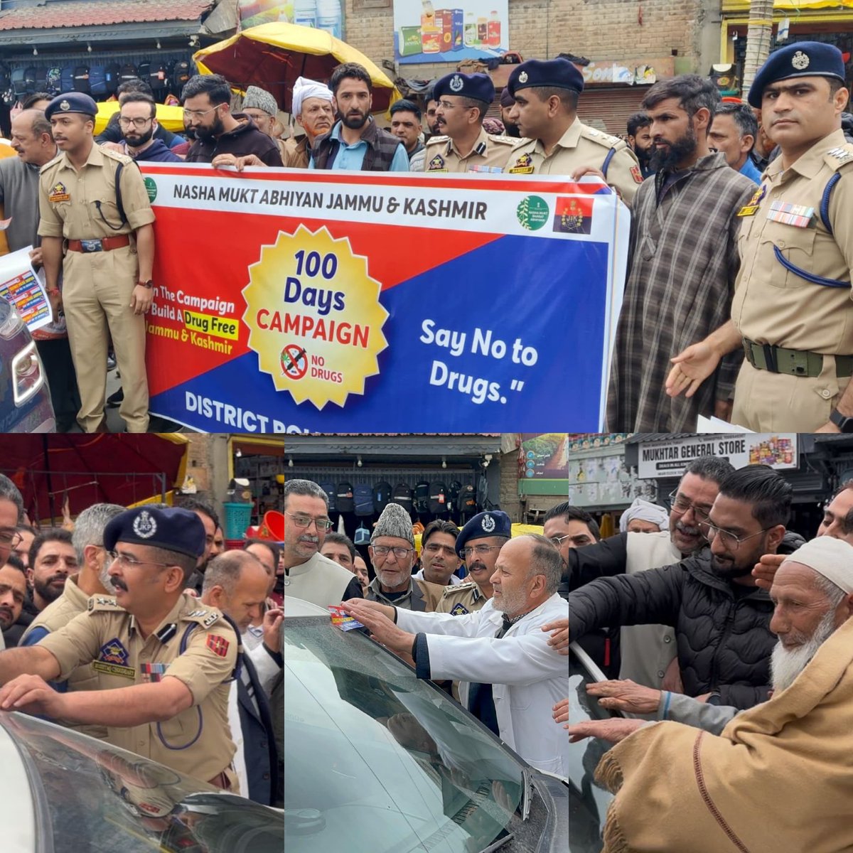 ShopianPolice's tweet photo. Nasha Mukt Abhiyan 
J&amp;K Police in Shopian launched  #StickerCampaign under #NashaMuktJKAbhiyan  spreading “#SayNoToDrugs” message. Officers,Citizens &amp; civil society members participated in campaign.
#100DaysCampaign 
#DrugFreeJK

@JmuKmrPolice
@KashmirPolice 
@DigSkr https://t.co/Rn6CnDmbON