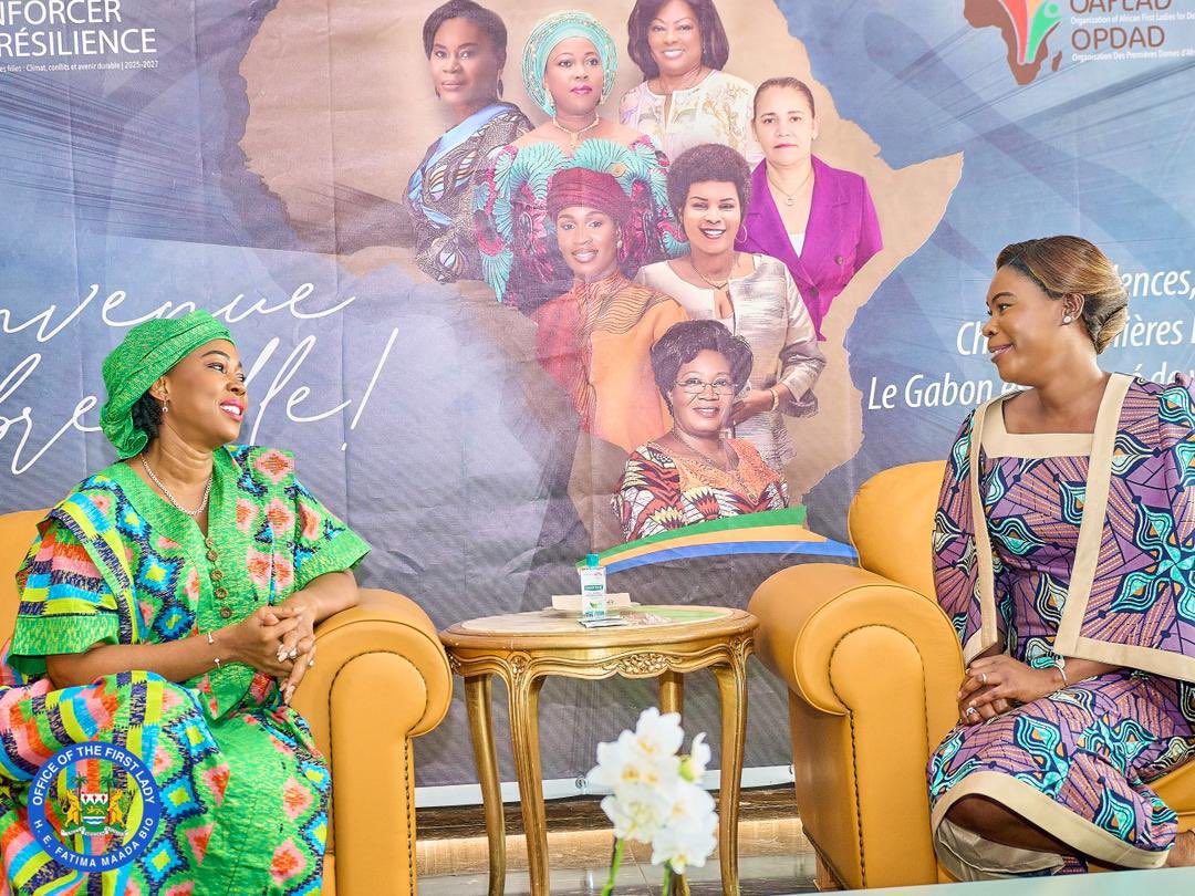 FirstLadyBio's tweet image. As the First Lady of the Republic of Sierra Leone and President of OAFLAD, I departed from Freetown International Airport for the Republic of Gabon, where I will be attending the official launch of the #BuildingResilience campaign with my sister, Her Excellency Zita OLIGUI