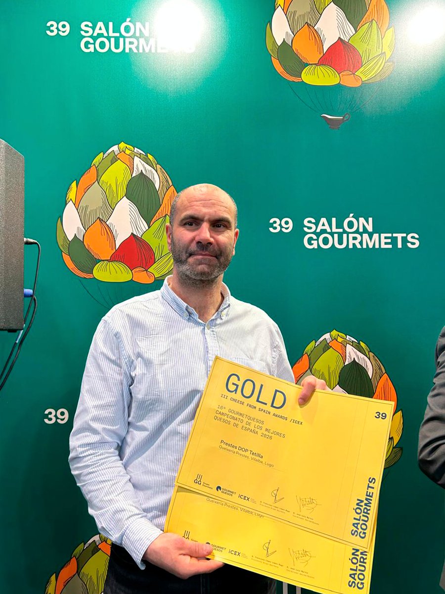 QuesosPrestes's tweet image. O noso queixo #Tetilla #DOP foi recoñecido no Salón Gourmets (@GrupoGourmets). Moi felices e agradecidos. 🥰 E aproveitamos para dar tamén os parabéns ao resto de premiados. Seguimos!! 💪