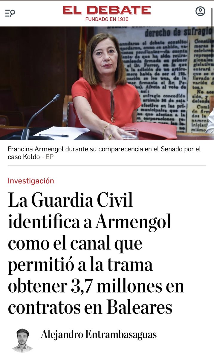 El 6 de abril Armengol manda un escrito al Supremo afirmando que no intervino en ningún momento en la compra de mascarillas a la trama de Ábalos y Koldo.

El 16 de abril, el informe de la UCO demuestra que fue el canal por el que la trama consiguió introducirse en Baleares y que