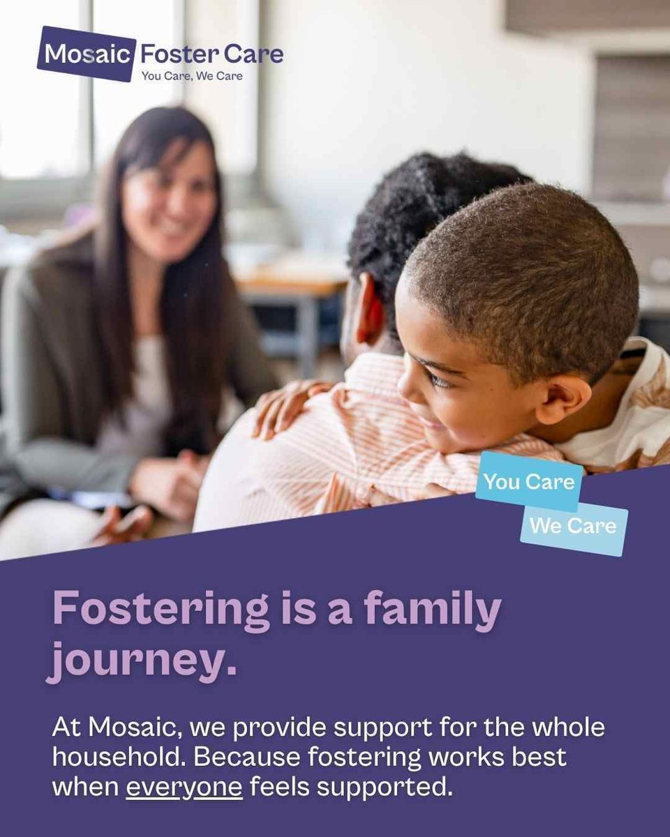 MosaicFoster's tweet image. #Fostering doesn’t just affect the foster parent, it affects the whole family. Birth children share their home, their time and their lives too. That’s why support for the whole household matters. 

Read our blog about fostering with birth children here mosaicfostercare.com/impact-of-fost…