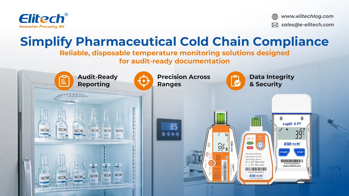 Elitech_Logger's tweet photo. When it comes to #vaccine and #pharmaceutical, every degree counts. 
Introducing Elitech reliable, #precision  #realtimemonitoring solutions, ensuring products arrive in perfect condition.
https://t.co/ZoO5Mour55 | sales@e-elitech.com

#ColdChainMonitoring #Elitech #Logistics https://t.co/xwJ6lGK6bb