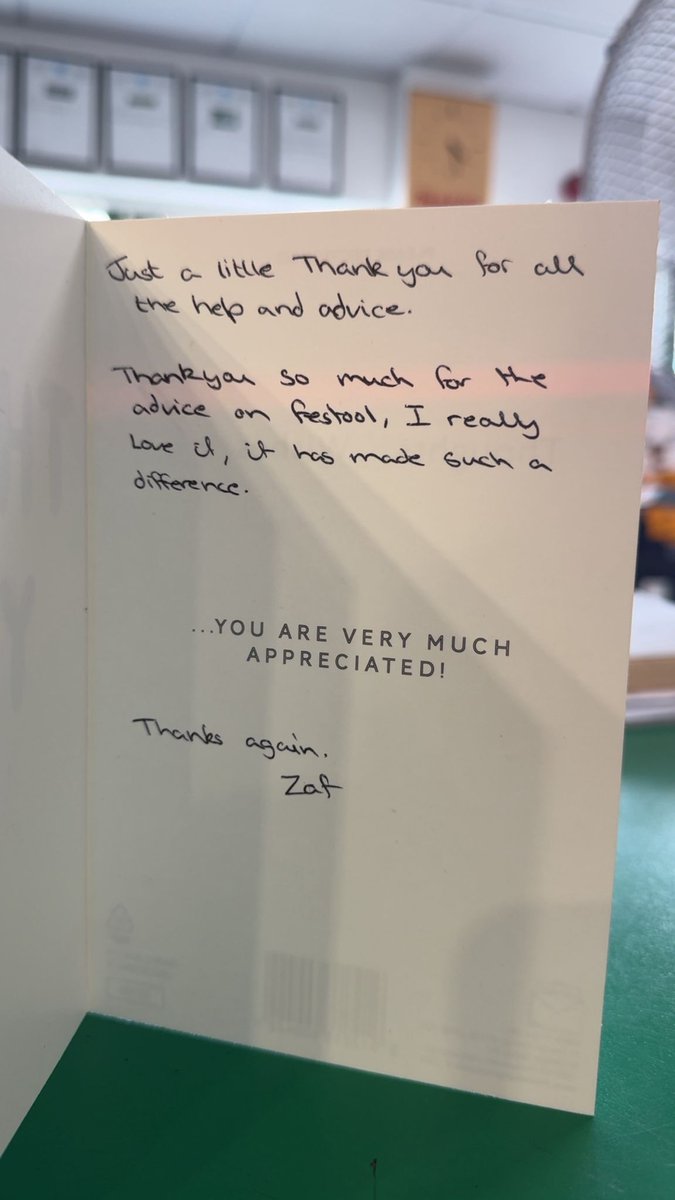 protradeuk's tweet image. Adam and Gordon at our Derby Depot recently received this lovely card from a customer. There may have also been some chocolates along with the card as well!

Keep up the good work chaps.

#derby #tools #powertools #toolsofthetrade #reviews