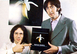 BeatlemaniaUK's tweet image. While the Beatles used a Granny Smith apple, what fruit did Rutles Corp use?

#Beatles #TheBeatles #Quiz