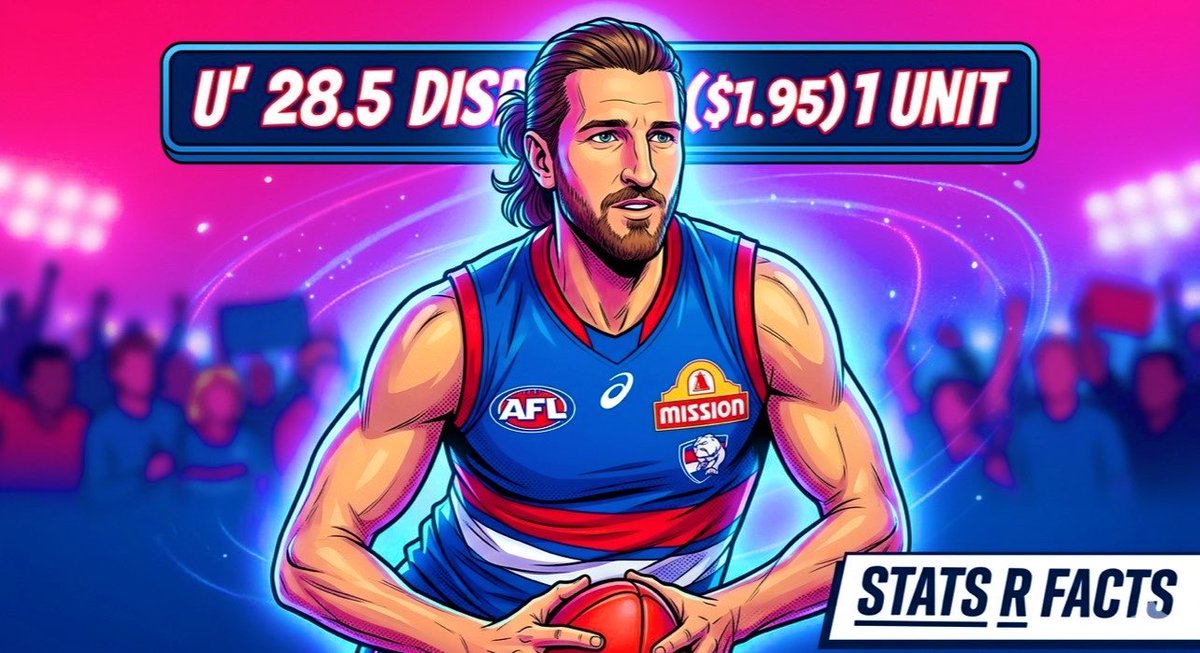 STATSFACT5's tweet image. #AFL April 17th (Play #2) 

🚨HE GETS TAGGED TONIGHT🚨

🌟M BONT - UNDER 28.5 DISPOSALS
🏷️($1.95) 
📚(POINTSBET)
🎮(#Bulldogs @ #Geelong)

LEAVE A ❤️ IF TAILING + HYPED!
———————————————————
You can still get this on UPOZ, but I would play 27.5 comfortably..

Simply just