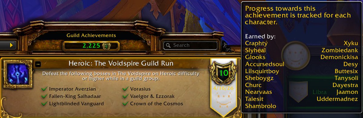 LibraGuild's tweet photo. Congrats to the team for clearing Heroic Voidspire and securing our 2nd AOTC of the tier! #LibraLFM https://t.co/I0Oe7H1G2b