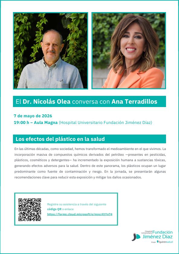 Hospital_FJD's tweet image. #Agenda 📆 El jueves 7 de mayo celebraremos la jornada "Los efectos del plástico en la salud", en la que contaremos con el Dr. Nicolás Olea, experto en este ámbito