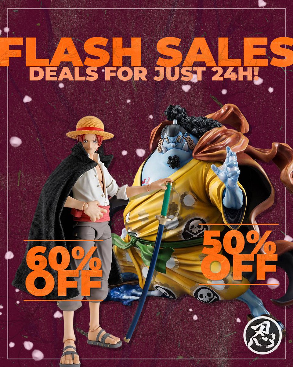 Nin_Nin_Game's tweet image. Flash Sale time! ⚡🏴‍☠️

Only 24h to set sail with legends:
Shanks &amp;amp; Luffy (Childhood Ver.) – 60% OFF
Jinbei P.O.P MAXIMUM – 50% OFF
Shop now 👉 bit.ly/4mAetBu

Build your One Piece crew before they’re gone 👀

#FlashSale #SpringSales #OnePiece #Shanks #Luffy #Jinbei