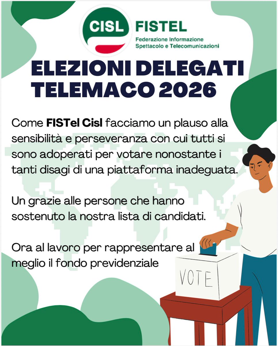 FistelCalabria's tweet photo. Elezioni Fondo Telemaco 2026: Grazie per la partecipazione! Grazie per la Vostra fiducia!
#Telemaco2026 #FISTel #CISL #Pensioni https://t.co/ZZPfGX2Umb