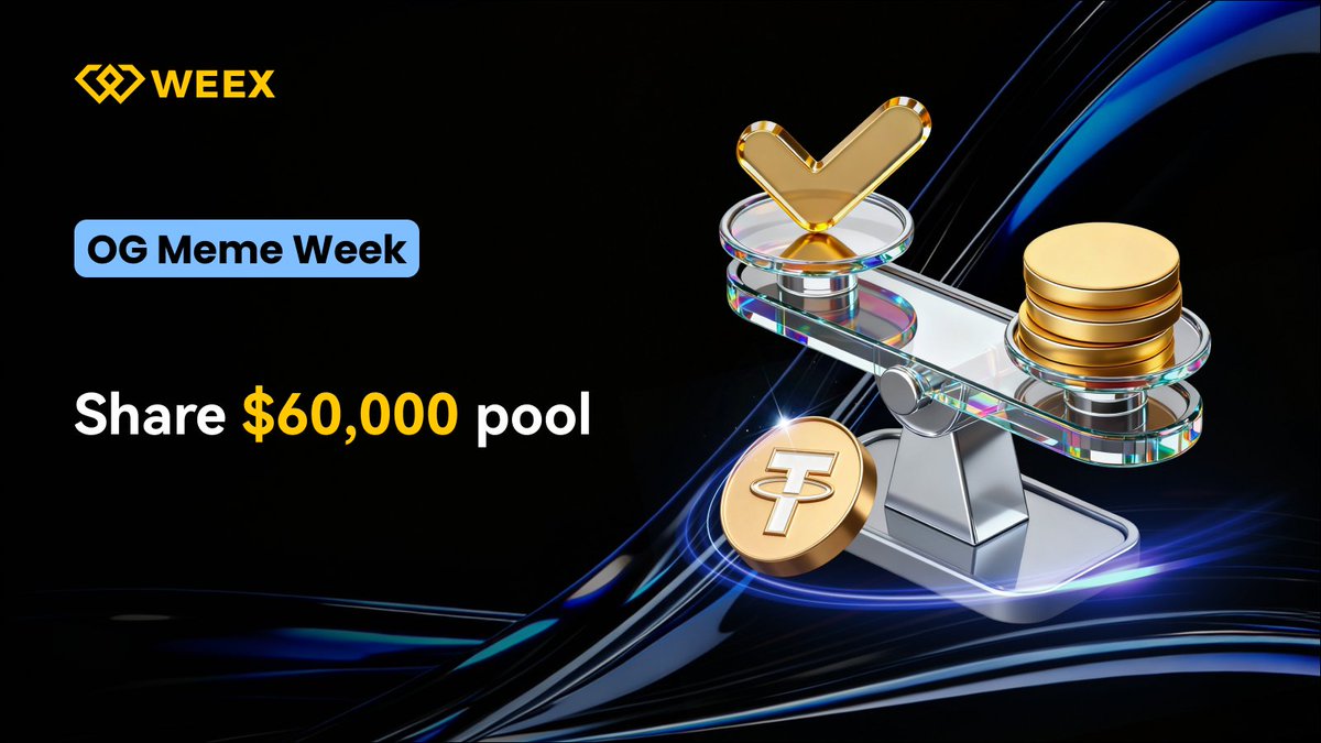 WEEX_Official's tweet image. 🎁 OG Meme Eco Week: Share $60,000!
📅 04/17/2026, 18:00:00 - 04/27/2026, 18:00:00 (UTC+8)

👉 Join:bit.ly/4tTCdmP
👀 Follow:@WEEX_Official
❤️ RT + LIKE

#Airdrop #blockchain #tradetoearn #bitcoinprice #ethereumprice