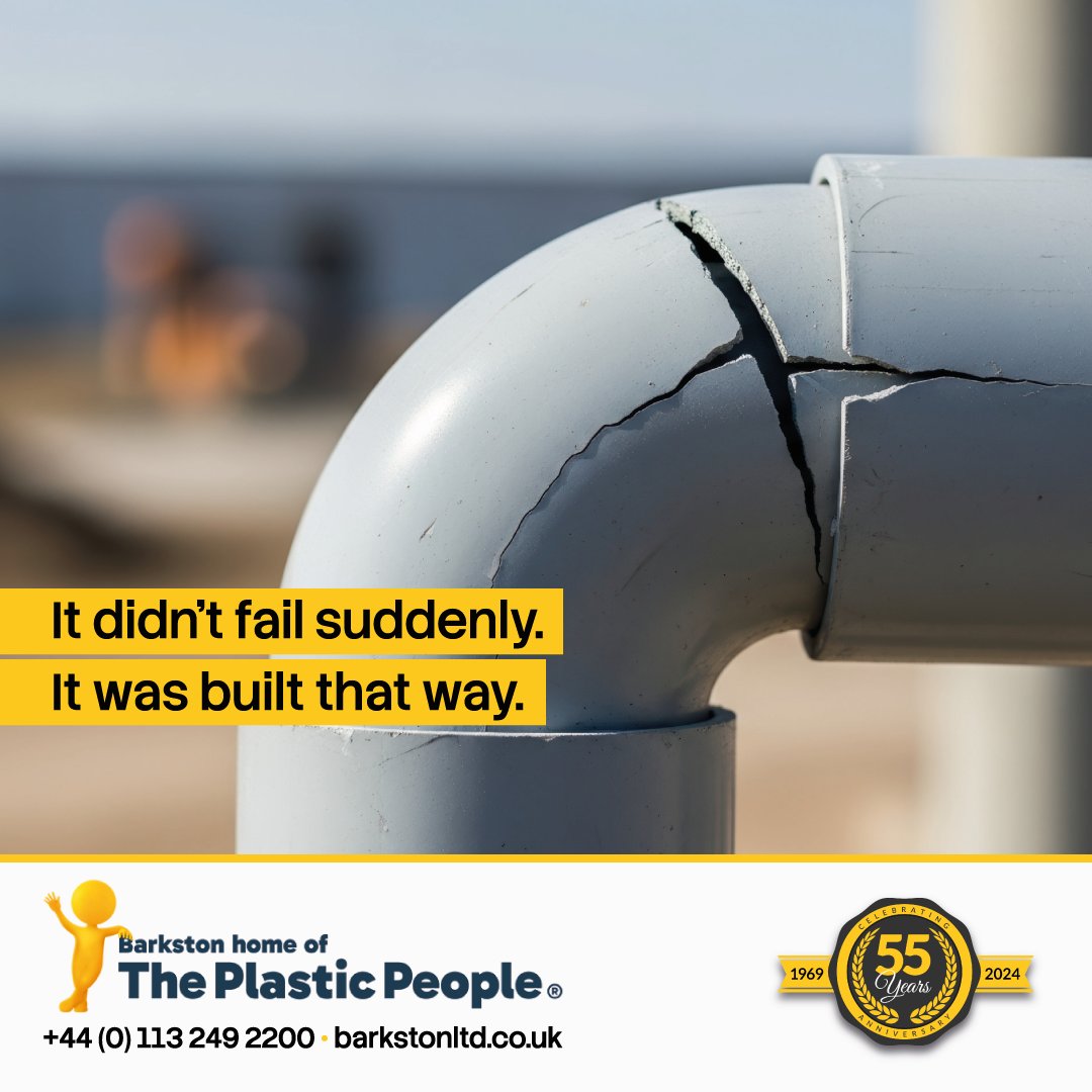 barkstonplastic's tweet image. Early plastic failure is rarely the material. Incorrect specification, load and environment cause performance issues over time. Engineering determines lifespan. barkstonltd.co.uk  #plasticengineering #ukmfg