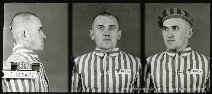 AuschwitzMuseum's tweet image. 17 April 1921 | A Pole, Bogusław Gabryś, was born in Niwka. A locksmith.

In #Auschwitz from 25 January 1943.
No. 93670
He was transferred to KL Dachau and then to KL Flossenbürg where he was liberated.