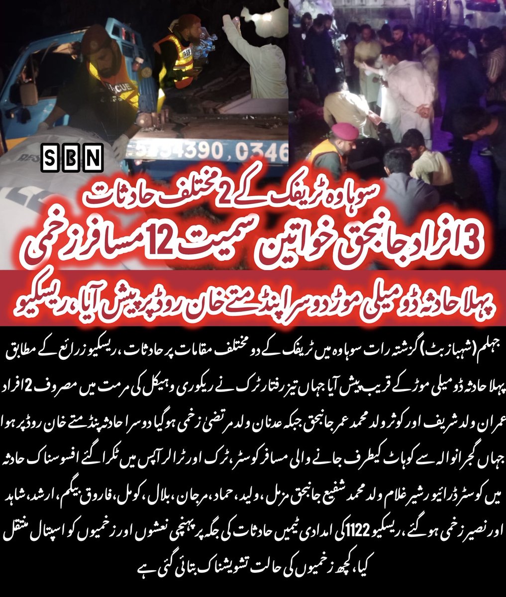 سوہاوہ/ ٹریفک حادثات