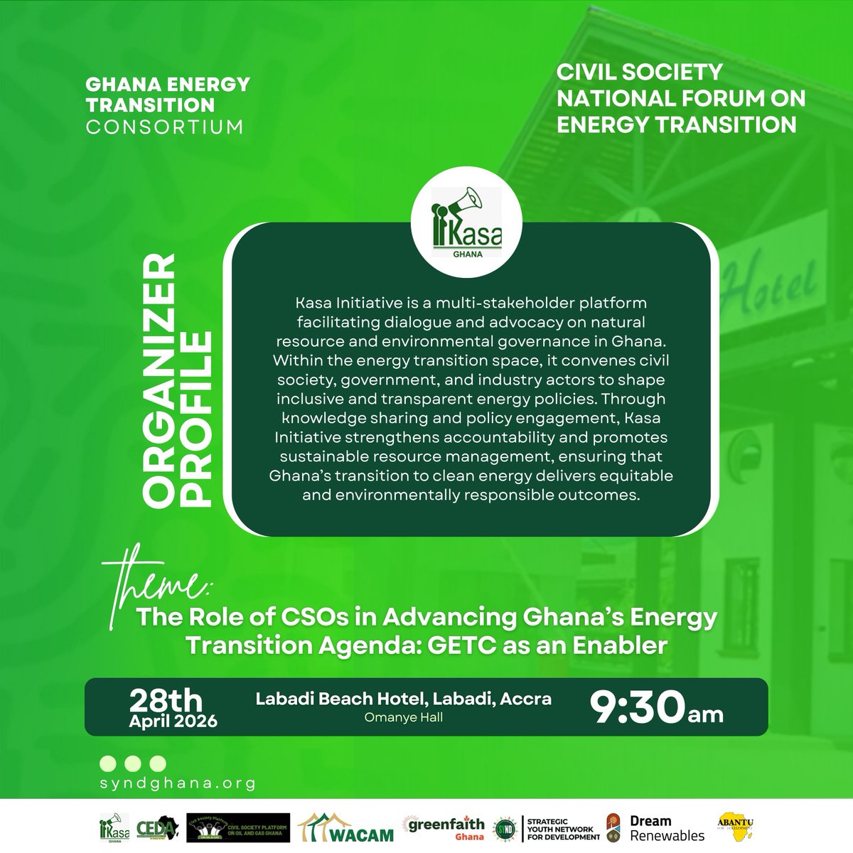 Today, we spotlight KASA Initiative Ghana <a href="/KasaInitiative/">KASA INITIATIVE GHANA</a> , a key organizer behind the GETC Forum. Driving civil society engagement on Ghana’s Energy Transition Framework, KASA is pushing for accountability and a truly just, transparent shift to clean energy.

#GETC2026