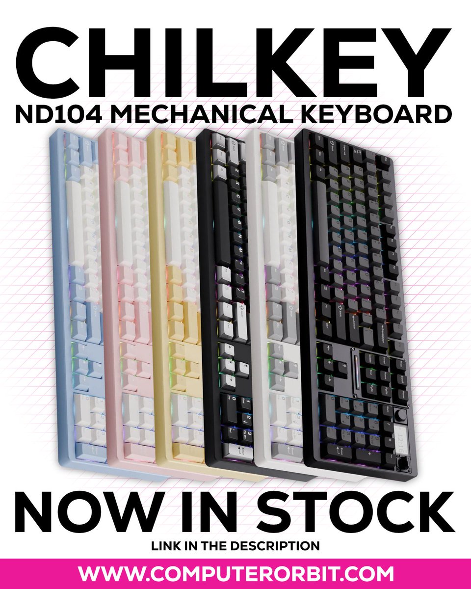 COMPUTERORBIT's tweet photo. The CHILKEY ND104 is NOW IN STOCK!

Check out the full range: 

https://t.co/CJc49nh5yd

#Chilkey #ND104 #MechanicalKeyboard #CustomPC #KeyboardEnthusiast #ANSI #ISO https://t.co/6vbyp08x1J