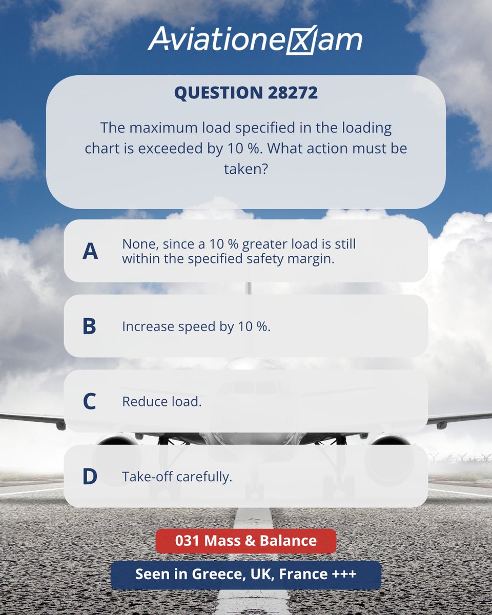 AVIATIONEXAM's tweet image. 📚 ATPL Quick Review ✈️
Mass &amp;amp; Balance (031) — 3 real exam-style questions
✅ Based on real ATPL exams
✅ Normal, abnormal &amp;amp; emergency ops
✅ Fast refresher for pilots

🛫 Stay sharp. Stay safe. Stay exam-ready.
#ATPL #PilotTraining #EASA #FlightSafety #StudentPilot