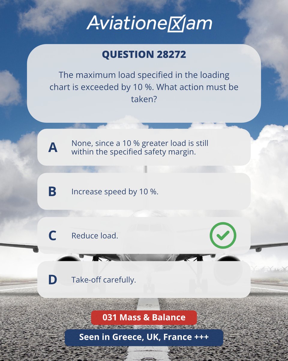 AVIATIONEXAM's tweet image. 📚 ATPL Quick Review ✈️
Mass &amp;amp; Balance (031) — 3 real exam-style questions
✅ Based on real ATPL exams
✅ Normal, abnormal &amp;amp; emergency ops
✅ Fast refresher for pilots

🛫 Stay sharp. Stay safe. Stay exam-ready.
#ATPL #PilotTraining #EASA #FlightSafety #StudentPilot