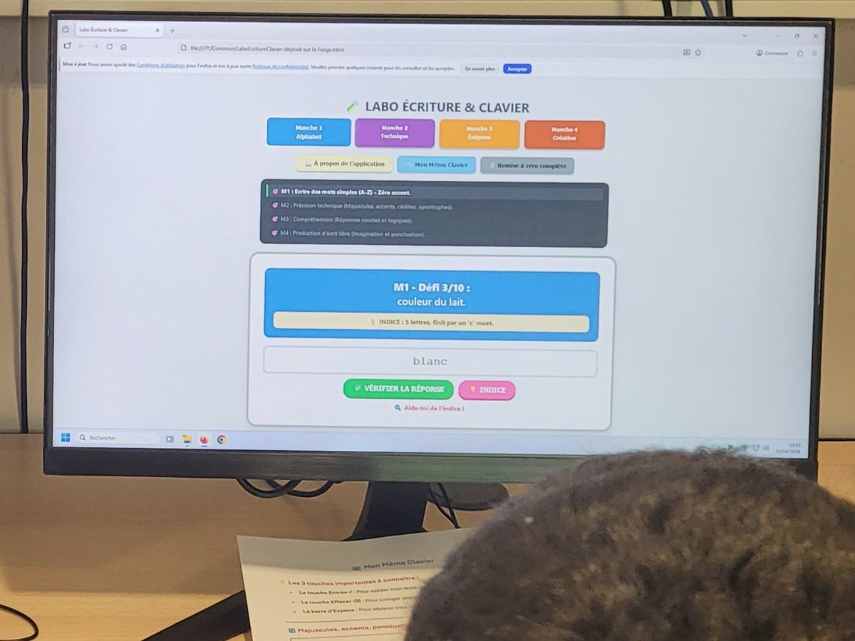 NicoleChedotal's tweet photo. Application #LaboEcritureClavier  hébergée par #LaForgeEdu mise à jour aujourd'hui après séances organisées pour deux classes . https://t.co/nUywQuNxCV
