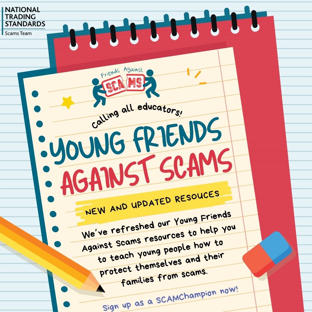 bhamts's tweet image. Young Friends Against Scams pack has been created to help raise awareness to young people to empower them to protect themselves and their communities from scams. Info 👇
friendsagainstscams.org.uk/young-friends 
#ScamAware #BrumTS