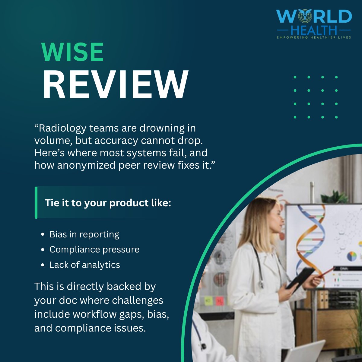 WorldHealthCorp's tweet photo. #wisereview #healthcare #digitalinformation #FutureOfWork #HospitalWorkflow #BetterOutcomes #DigitalSolutions https://t.co/mEBRE22A6H