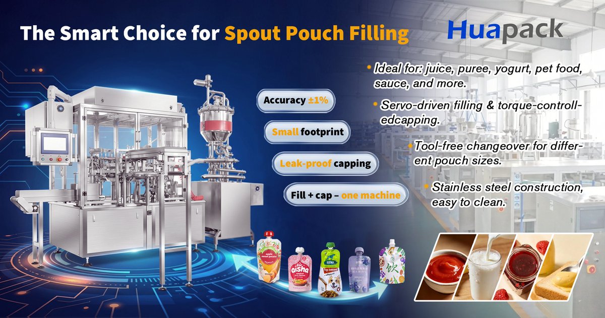 doraone9's tweet image. The Smart Choice for Spout Pouch Filling!🥤

One machine for filling + capping!
✔Accuracy ±1%
✔Leak-proof capping
✔Small footprint

Ideal for juice, yogurt, pet food &amp;amp; sauces. Stainless steel &amp;amp; easy to clean!🚀

#Huapack #PackagingMachinery #SpoutPouch #FoodTech #Automation