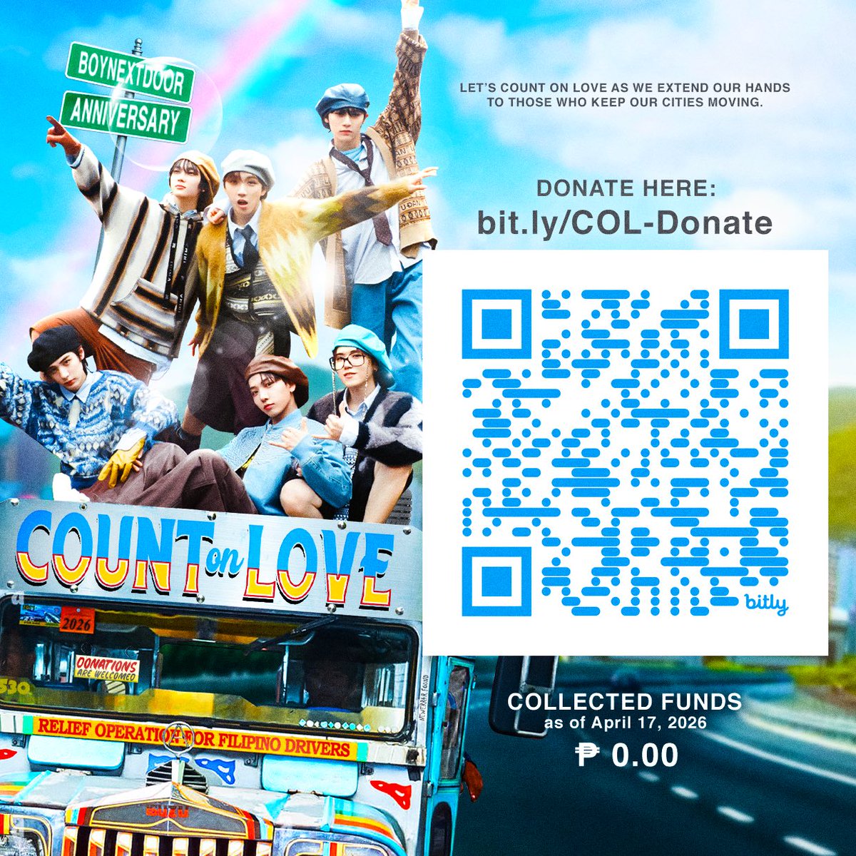 ANG LABAN NG DRAYBER AY LABAN NG KOMYUTER!

Let us celebrate BOYNEXTDOOR's 3rd Anniversary through this meaningful cause.

Donation Form: bit.ly/COL-Donate
Transparency Report: bit.ly/COL-TR

#Onedoor_CountOnLove #BOYNEXTDOOR #보이넥스트도어