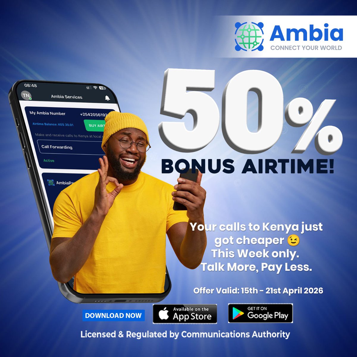 AmbiaApp's tweet photo. It's Friday! Time to call and recap the week.😌

Don't let exorbitant calling rates come in between you and your loved one. 

Ambia's got you! Ambia marafiki kuhusu Ambia boss 🫡

#kenyansontiktok
#kenyansindiaspora🇰🇪🇰🇪 
#kenyansinusa🇺🇸
#kenyansincanada🇨🇦🇰🇪
#kenyansinaustralia🇰🇪🇦🇺