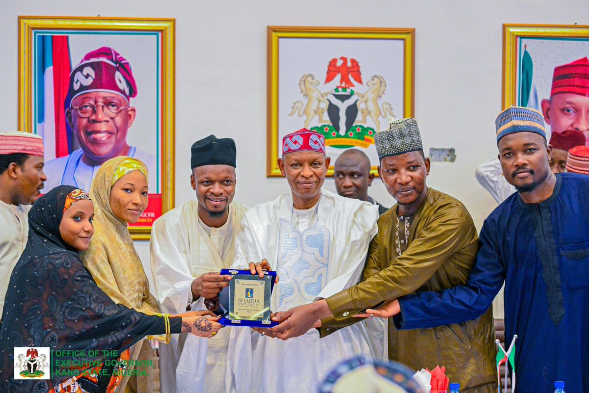 Abdullahi_____'s tweet photo. On Tuesday, 14/4/2026, Excellency Gov. Abba Kabir Yusuf received an award from Kano State Graduates who were sponsored to India for MSc by his administration. https://t.co/T8HCFGIjnS