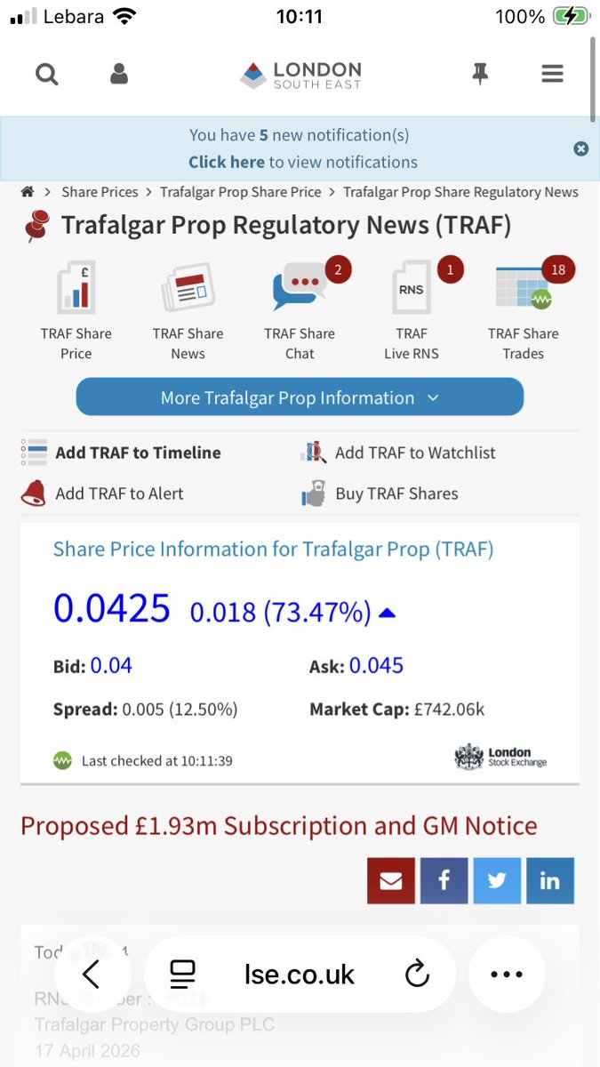 Smudgedann's tweet image. #TRAF people paying 1000% mark up on the placing price or have I got the maths wrong?