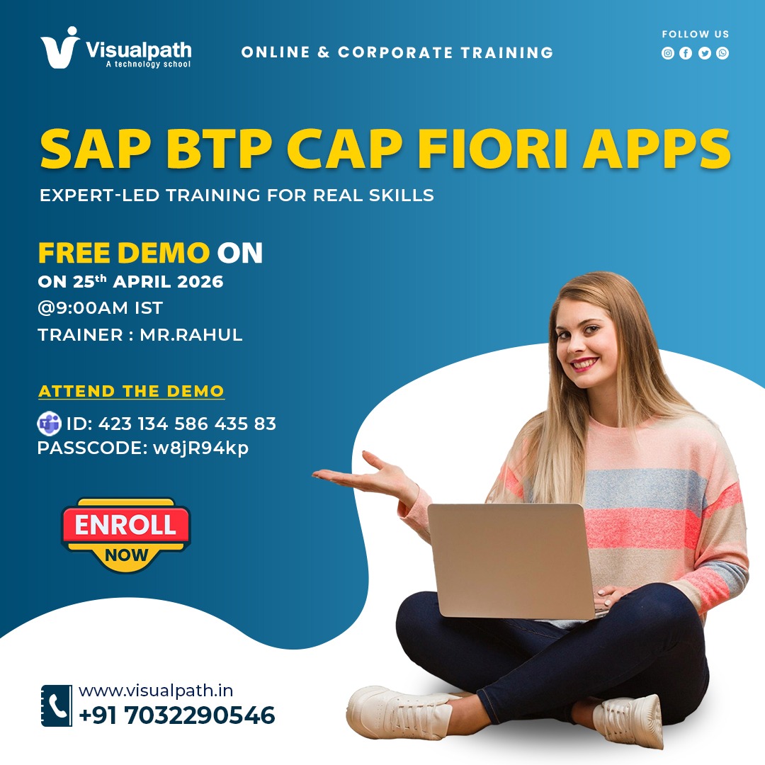VisualpathPro's tweet photo. ๐ Free Live Demo: SAP BTP CAP & Fiori Apps
๐จโ๐ซ Trainer: Mr. Rahul
๐
Date: 25/04/2026 (Saturday)
โฐ Time: 9:00 AM IST
๐ Join Live: https://t.co/Gm3LMpBVHw
๐ Meeting ID: 423 134 586 435 83
๐ Passcode: w8jR94kp
๐ Contact: +91 7032290546
#SAPBTP #SAPCAP #SAPFiori #SAPDeveloper https://t.co/6U14Akvzyh