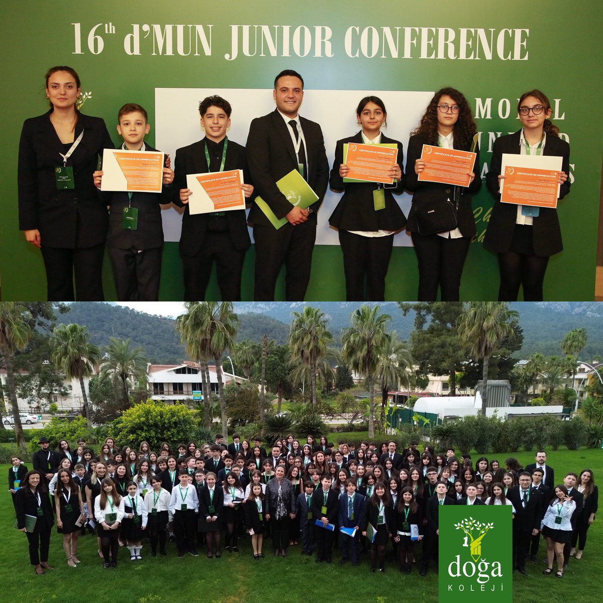 Küresel sahnede söz sırası gençlerindi! 🌍

🎙️Geleceğin liderleri tartıştı, üretti, yön verdi.

16.d’MUN Junior Konferansı’nda Doğa Koleji ortaokul öğrencileri, Birleşmiş Milletler delegeleri rolüyle dünya meselelerini ele aldı; fikirlerini cesaretle ifade etti, çözüm önerileri