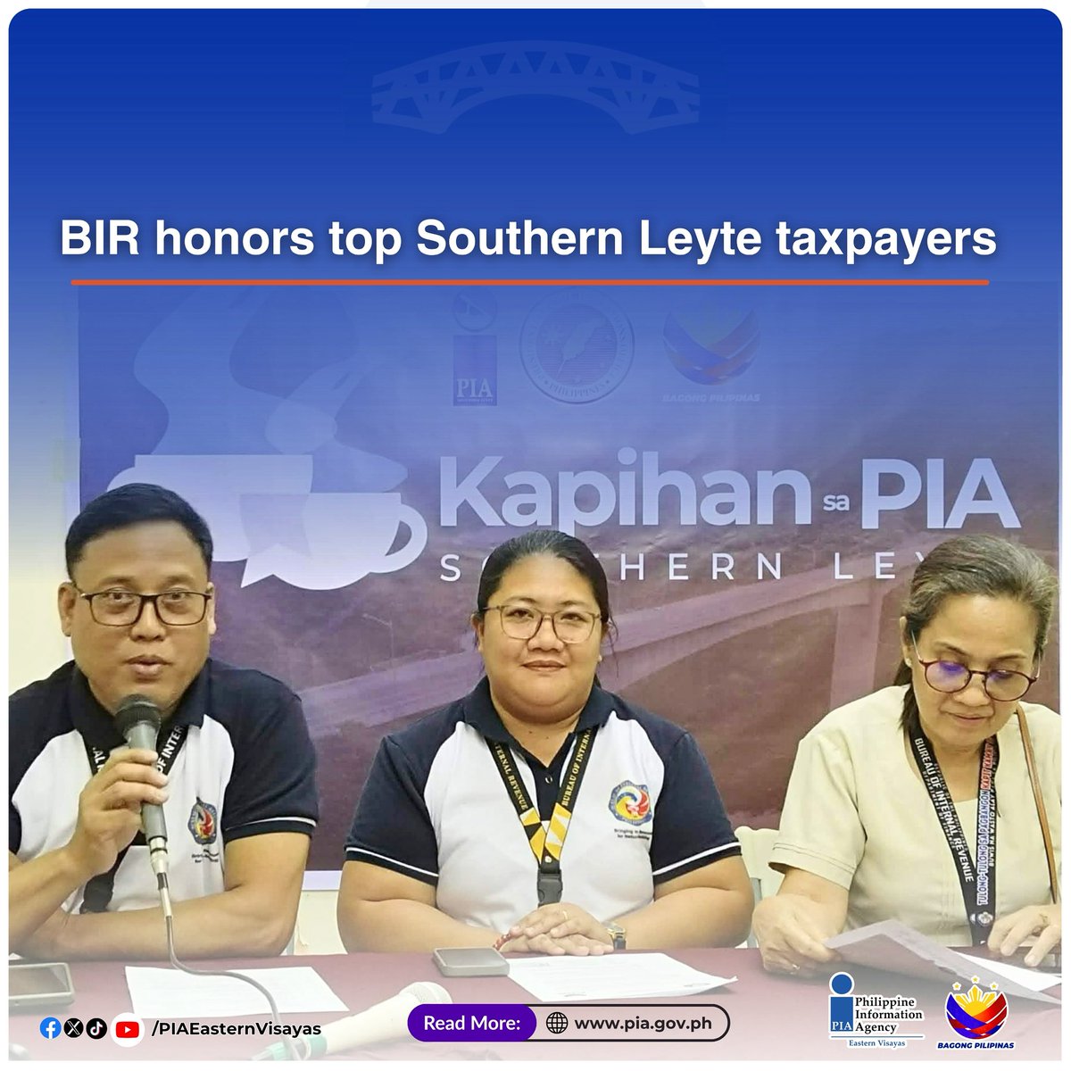 pia_ev's tweet image. The Bureau of Internal Revenue (BIR) District 90 in Southern Leyte recognized top taxpayers at an award ceremony on March 30, underscoring the role of compliant individuals and institutions in supporting local development.

#taxcompliance
#IntegratedStateMedia #BagongPilipinas