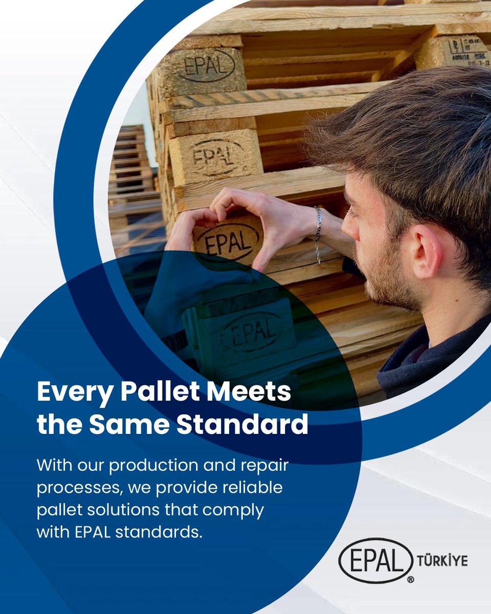 TurkiyeEpal's tweet image. Her Palette Aynı Standart
Üretim ve onarım süreçlerimizle, EPAL standartlarında güvenilir palet çözümleri sunuyoruz.

Every Pallet Meets the Same Standard
With our production and repair processes, we provide reliable pallet solutions that comply with EPAL standards.

#epal