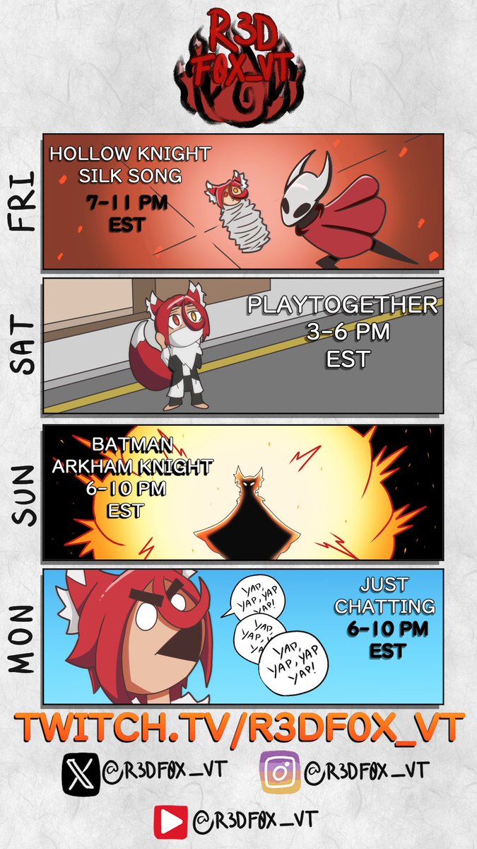 R3dF0x_VT's tweet image. New game on Saturday! Come check us live FRI-MON! EST TIME. Links in bio! Or come directly to our #twitch

#r3df0x #r3d #kitsune #indievtuber