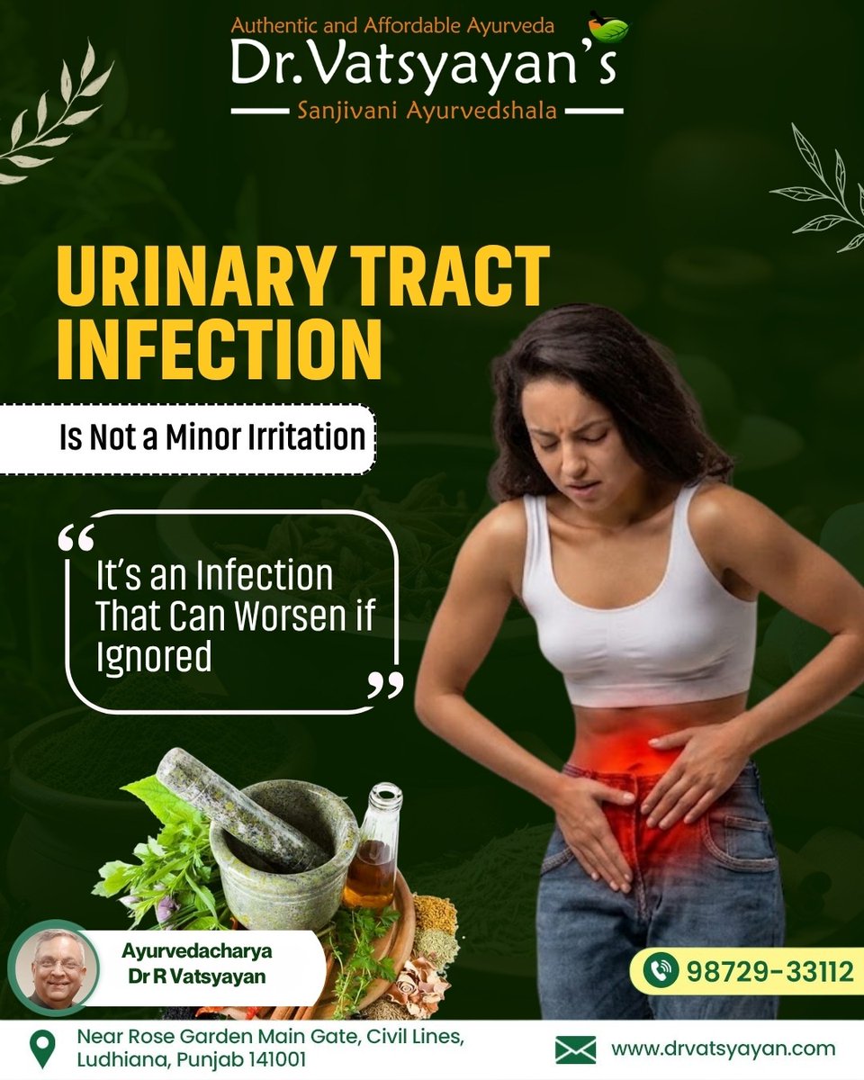 SanjivaniAyurv8's tweet image. UTI isn’t minor—treat it early in Ludhiana with Dr Vatsyayan’s Sanjivani Ayurvedshala.

📍Near Rose Garden Main Gate, Civil Lines, Ludhiana, India, 141001
☎ +91 9872933112
🌐 drvatsyayan.com

#drvatsyayan #ayurvedahealing #uticare #naturalhealing #ludhiana