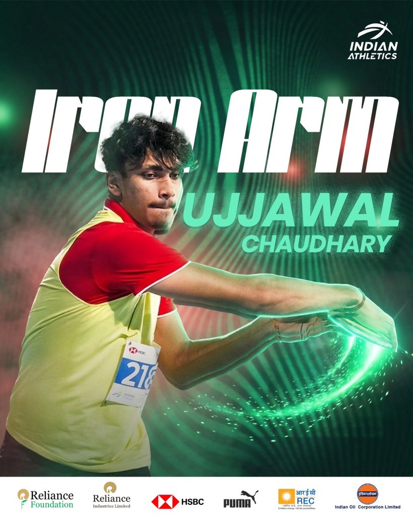 afiindia's tweet image. Iron in his grip. Fire in his veins. 🔥💪

Ujjawal Chaudhary, making a statement with each throw! 🙌

#BreakthroughAthlete #IndianAthletics #AFI