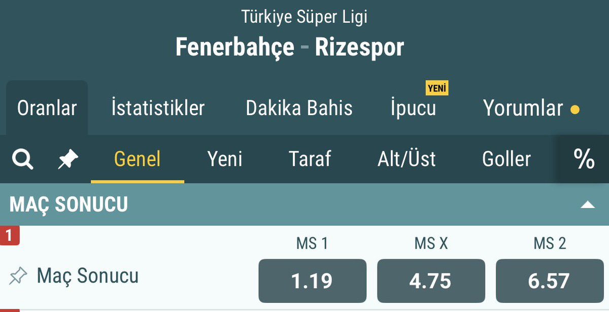 Fenerbahçe - Ç. Rizespor maçına  1.000.000₺ basacak olsaydınız hangi tercihlere basardınız? 

Temel Reis : Fenerbahçe kazanır ve 1.5 üste basıyorum .

Beğeni atıp yoruma . bırakan 5 takipçi kardeşime güzellik yapayım (10.000₺)