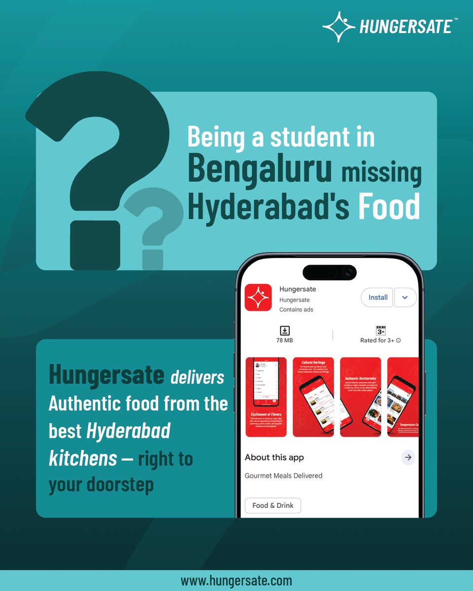 hungersate's tweet image. Missing the taste of home while living in another city?
Hungersate brings authentic Hyderabad flavours straight to your doorstep in Bengaluru—no compromises, just comfort on every plate.

Because cravings shouldn’t wait.

#Hungersate #IntercityFoodDelivery #Download #foodie
