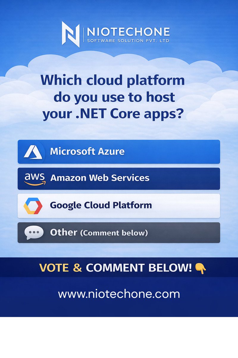 niotechonetrend's tweet image. Which cloud platform do you use to host your .NET Core apps? 

A) Microsoft Azure
B) Amazon Web Services
C) Google Cloud Platform
D) Other (reply 👇)

👉 Vote &amp;amp; drop your reason!

#DotNet #CloudComputing #Developers #niotechone